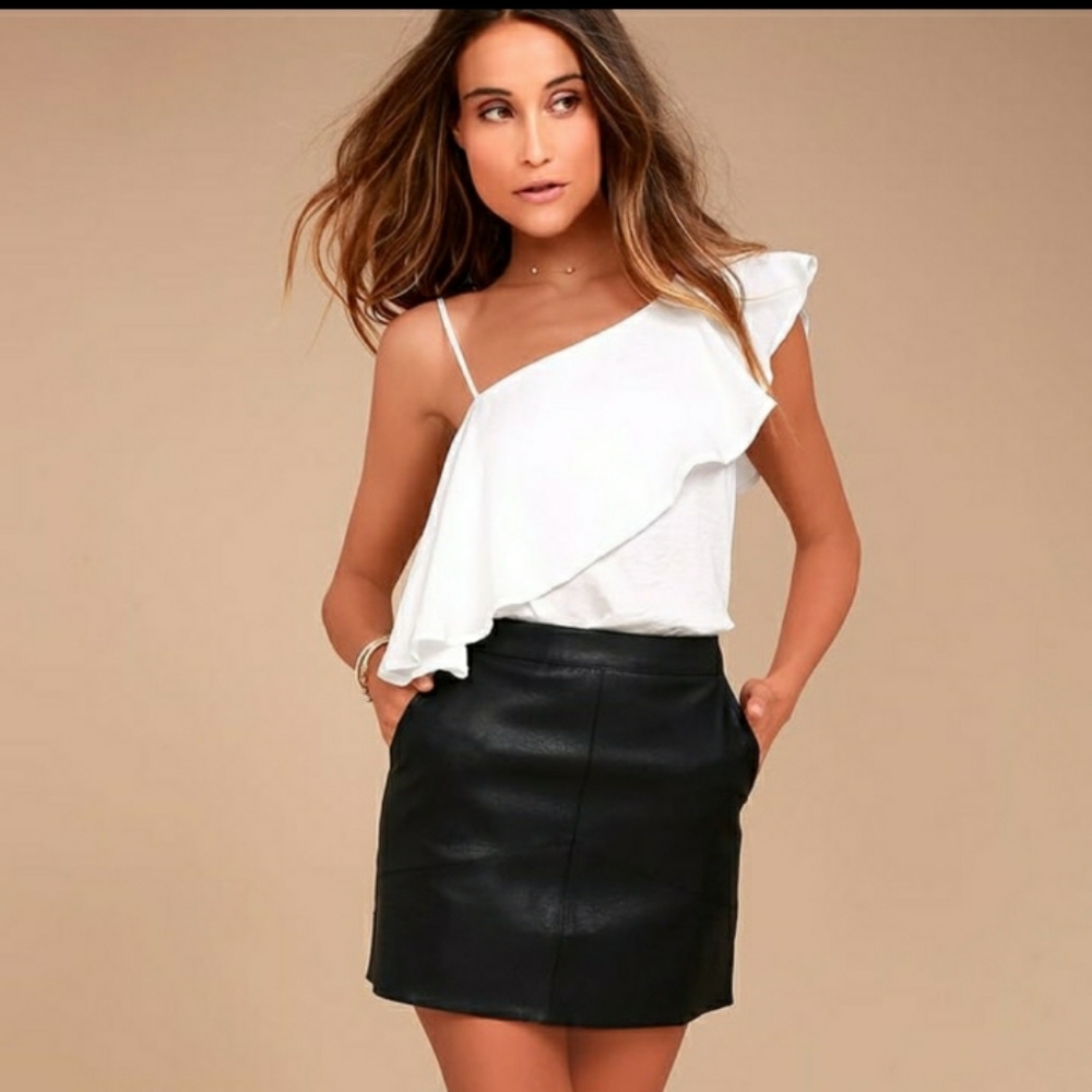 Lulu's Harley Black Faux Vegan Leather Mini Skirt